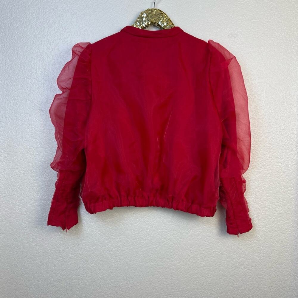 Zara • Red Ruched Bomber Jacket - Picture 10 of 15